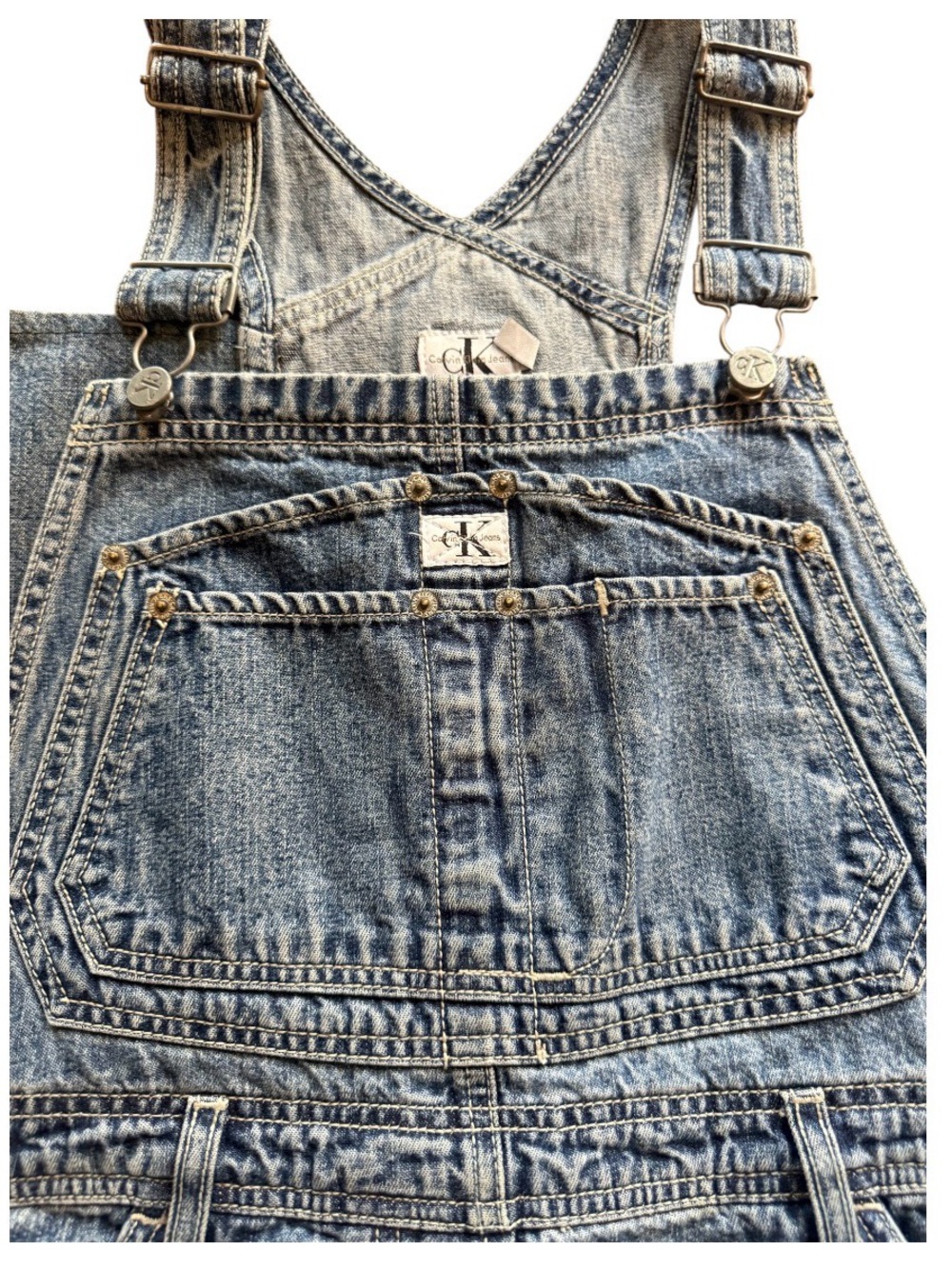 Vintage Calvin Klein Denim Bib Overalls Woman L (38x28) Carpenter Boho 90s Y2K